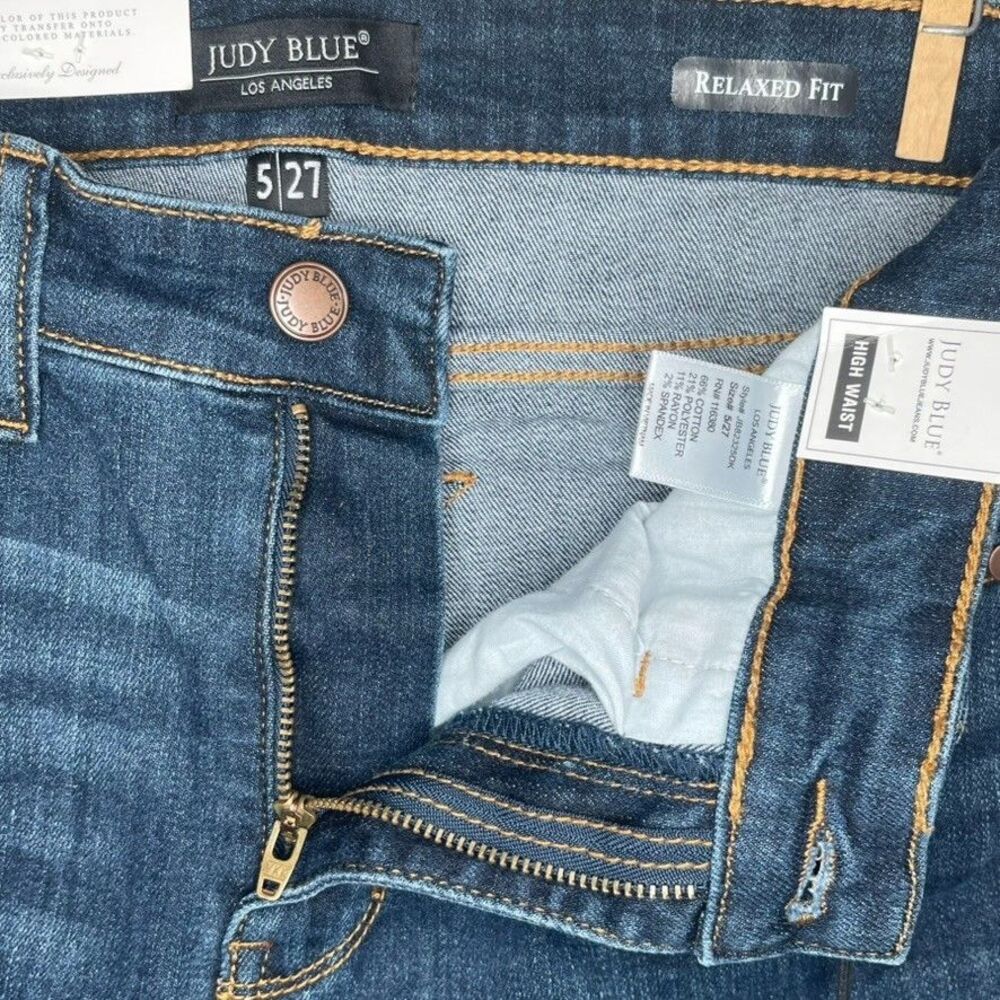 (NWT) Judy Blue Sz 5/27 Relaxed Fit High Waist Skinny Blue Stretch Denim Jeans - Picture 5 of 10